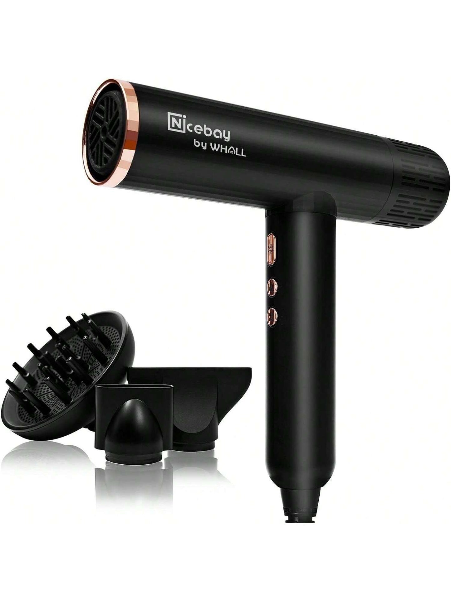 YONGSTYLE Ionic Hair Dryer, Professional Blow Dryer with 3 Attachments, 110000RPM High-Speed Brushless Motor for Fast Drying, Lightweight, Low Noise, 1600W Hairdryer with Diffuser
