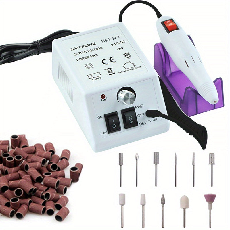 11pcs Portable Electric Nail Drill Polisher with 20000 RPM - Perfect for Manicure and Pedicure, Cleaning Gel Polish, and Cuticle Care - Includes 11pcs Nail Drill Bits