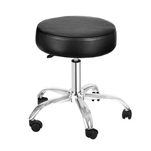 AdirMed Lux Height-Adjustment Stool - Pneumatic Rolling Swivel Stool - Versatile Mobility & Elevation for Spa Salon Home & Office Use (Black)
