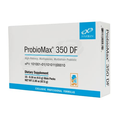 XYMOGEN ProbioMax 350 DF - Dairy-Free, High Potency 350 CFU 18-Strain Probiotic Supplement - Supports Immune + Gut Health (15 Single Serving Stick Packs)
