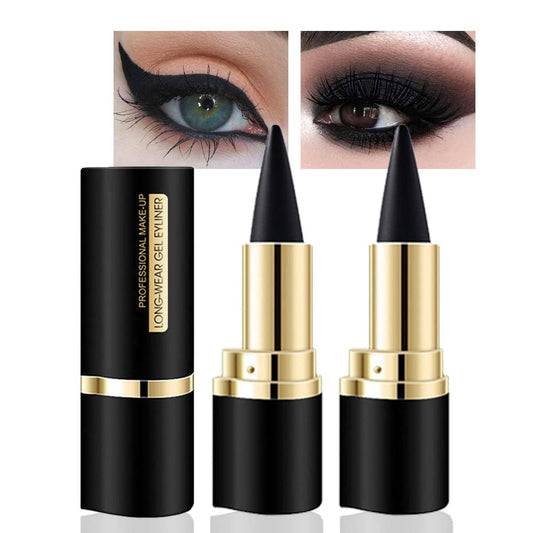 2Pcs Black Gel Eyeliner Pencils Set,Waterproof Eye Liner Pen,Cat Face Makeup Stencil,Cat Eye Black Smokey Eyeshadow Palette Stick,Gothic Halloween Makeup,delineador de ojos contra el agua