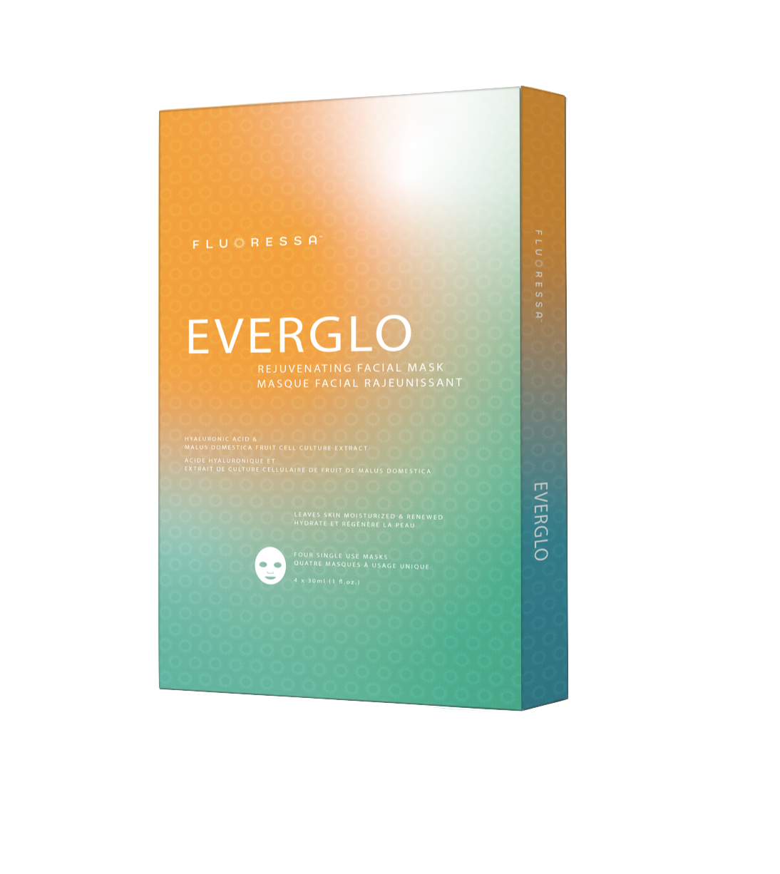 2 Boxes Fluoressa Everglo Rejuvenating Facial Mask Moisturize Renewal 4x30ml NEW