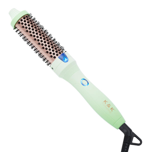1.25 Inch Heated Curling Brush Ceramic Tourmaline Ionic Curling Iron Volumizing Hot Brush Create Root Volume & Loose Curls, One Temperatures Round Brush Volumizer, Dual Voltage