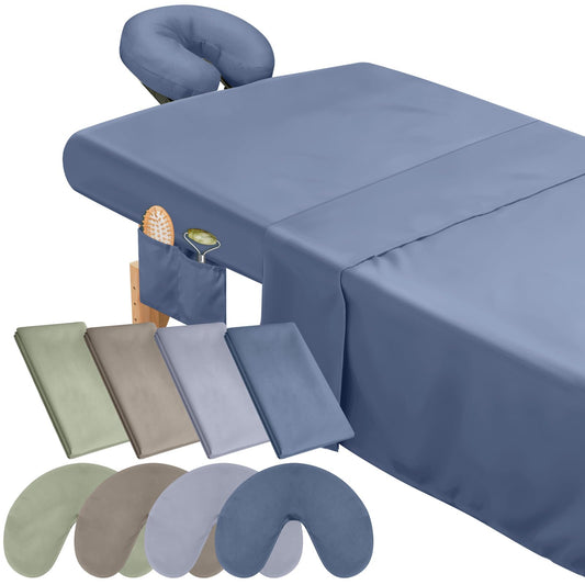 VitalCozy 24 Pcs 8 Sets Massage Table Sheets Set Include Massage Bed Sheets Massage Bed Cover Massage Face Rest Cover Spa Bed Cover Washable Massage Fitted Sheet for Hair Salon Spa (Dark Color)