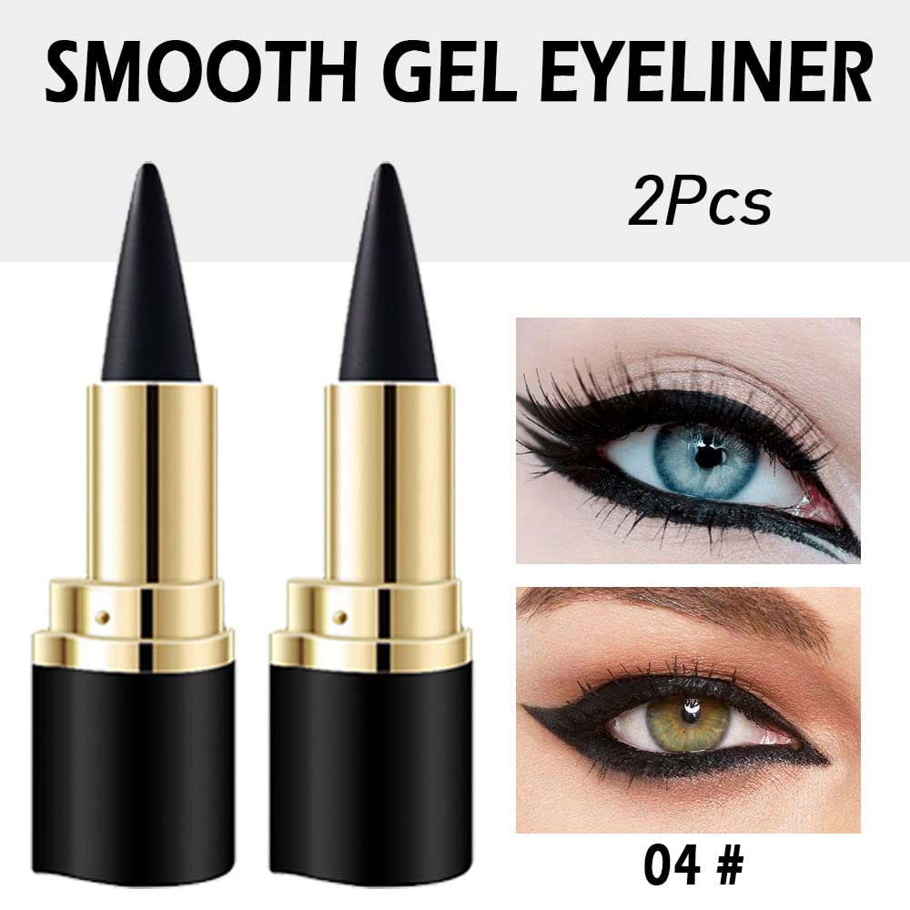 2Pcs Black Gel Eyeliner Pencils Set,Waterproof Eye Liner Pen,Cat Face Makeup Stencil,Cat Eye Black Smokey Eyeshadow Palette Stick,Gothic Halloween Makeup,delineador de ojos contra el agua