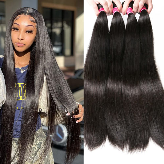 10A Straight Hair Bundles Brazilian Virgin Human Hair Bundles Straight (16 18 20 22, Straight 4 Bundles) 100% Unprocessed Virgin Hair Bundles Straight Raw Hair Human Bundles