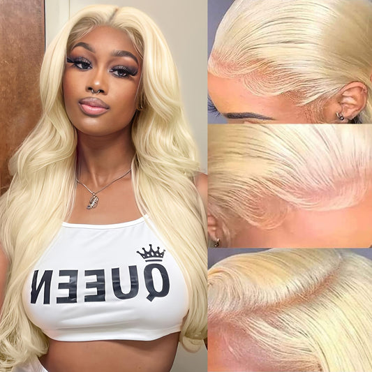 Alielaine 613 Lace Front Wig Human Hair 13x6 Transparent Lace 24 Inch Body Wave Blonde Lace Front Wigs Human Hair 613 HD Lace Frontal Wig 180% Density Blonde Wig (24 Inch, 613 13x6 Body Wave Wigs)