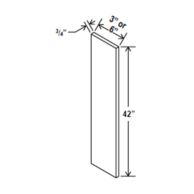 Wall Filler For Cabinets - 3W x 42H x 3/4D - Black Shaker