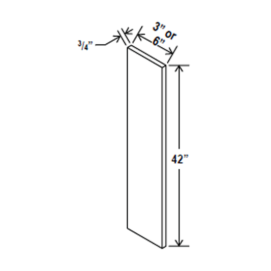 Wall Filler For Cabinets - 3W x 42H x 3/4D - Black Shaker