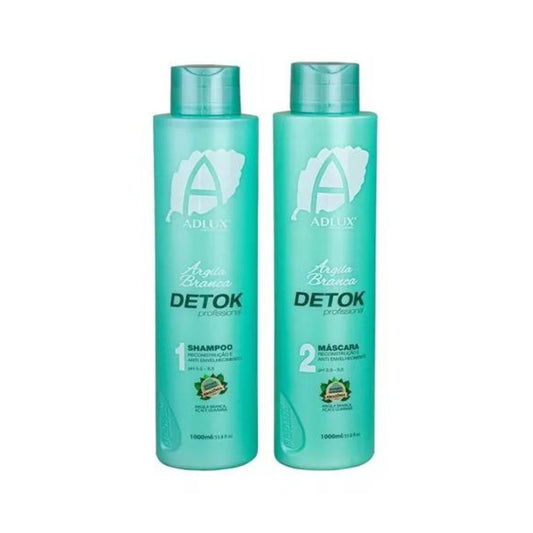 Adlux Detox White Clay Hair Volume Reducer Treatment Kit 2x 1L / 2x 33.28 fl oz