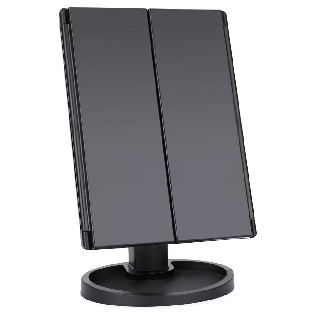 2X-3X Magnification LED Makeup Mirror - Touch Control, Trifold Design, Dual Power Supply Portable - Perfect Gift for Women!